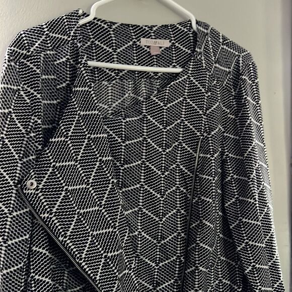 Roz & Ali Women's Jacket Large Black & White Elastic Waist - Picture 9 of 11